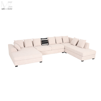 Ensemble de canapés sectionnels en forme de U de luxe moderne, style nordique minimaliste, en tissu, pour salon, canapé modulaire double chaise longue pour grand espace