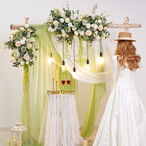 A8951 Mori Vert Saule <span class=keywords><strong>Champagne</strong></span> Rose <span class=keywords><strong>Blanc</strong></span> Berry Accrocher Fleur Rangée Mariage Toile <span class=keywords><strong>de</strong></span> Fond Décor Arrangement Floral Événement Banquet Prop - Product Image 4