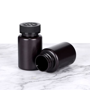 Flacon capsule en HDPE noir 100ml 120ml 150ml 200ml, conteneur pour pilules et vitamines, bouchon métallique résistant aux enfants, logo personnalisable - Product Image 1