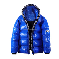 Vestes en duvet surdimensionnées confortables pour homme sortie d'usine OEM Veste bouffante brillante avec logo personnalisé et fermeture à glissière Manteaux en plumes de canard