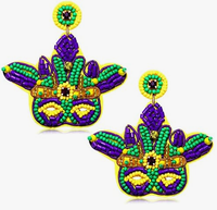 Nouveauté perle de rocaille colorée yeux tissés boucles d'oreilles fait à la main mardi gras masque de perles de rocaille personnalisé