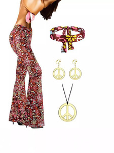 <span class=keywords><strong>Costume</strong></span> da Discoteca Anni '70-'80 per Festa di Halloween, Set per <span class=keywords><strong>Donna</strong></span> con Orecchini a Simbolo della Pace, Collana, Fascia per Capelli, Abito Ispirato a TV e Film - Product Image 5