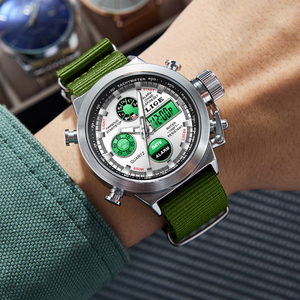 Reloj Deportivo Táctico Digital LED LIGE LG89228 para Hombre, Resistente al Agua, Correa de Nailon Verde, Reloj Robusto para Hombre con Alarma, Cronómetro + Caja - Product Image 5