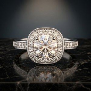 Anillo de Halo con Moissanita de Corte Cojín en Plata de Ley 925 |   Elegante Joyería para Mujer para Boda, Compromiso y Aniversario - Product Image 2