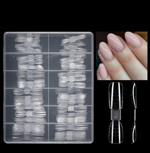 Label privé nouveau 2 en 1 Double forme d'ongle ovale carrée d'amande avec échelle 120 pièces <span class=keywords><strong>capsule</strong></span> de Gel acrylique moule double forme pour l'extension - Product Image 1