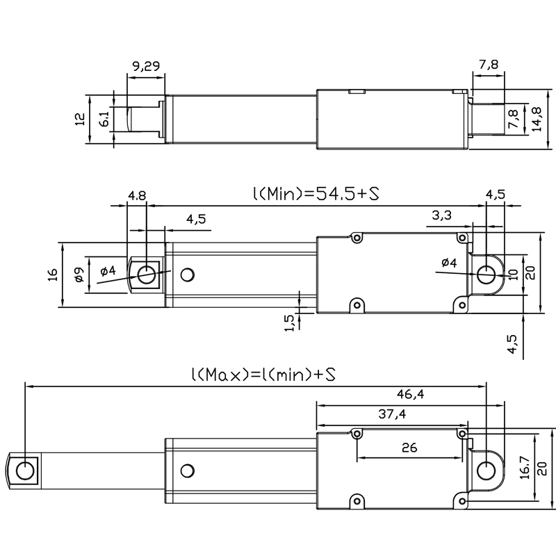 Micro Linear Actuator - 12V 24V High Speed Waterproof