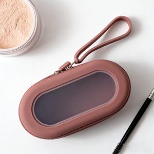 Pochette de voyage simple en silicone, couleur macaron, fermeture éclair lisse, étanche, pour cosmétiques - Product Image 2