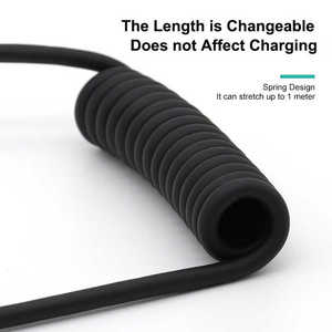 Tùy Chỉnh 3A 60W Xoắn Ốc Cuộn Dây <span class=keywords><strong>USB</strong></span> AM Để <span class=keywords><strong>Cm</strong></span> Loại C Cáp Công Suất Cao 60W Sạc Giải Pháp Linh Hoạt TPU Áo Khoác Màu Đen Cho Máy Tính - Product Image 5