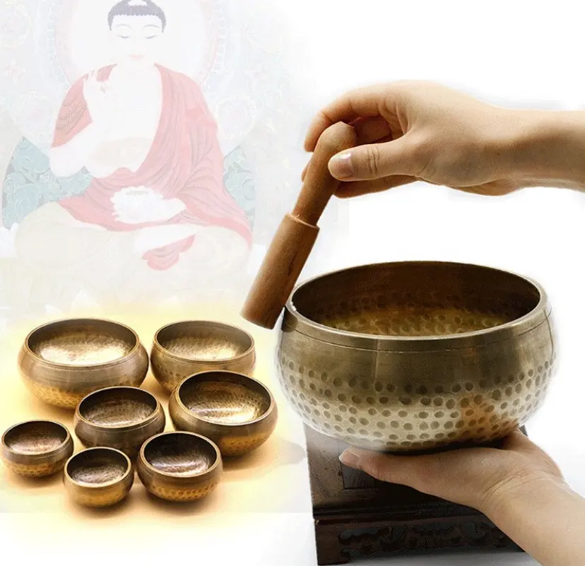 Bol de chant tibétain en laiton, Chakra, guérison, couronne de méditation Himalaya, fabrication à la main,