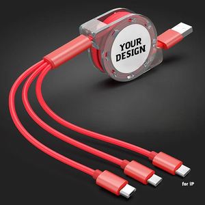 Câble de charge USB rétractable personnalisé avec logo, multi-PVC TPE 3 en 1, charge rapide, cadeau promotionnel en gros pour téléphone portable - Product Image 1