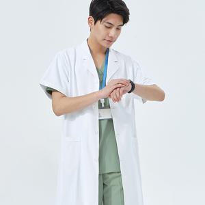 เสื้อกาวน์แพทย์แบบยูนิเซ็กซ์ สำหรับห้องผ่าตัด ระบายอากาศได้ดี สีขาว เหมาะสำหรับบุรุษ ทันตแพทย์ เด็ก เสื้อคลุมเภสัชกร ชุดคลุมแล็บ - Product Image 3