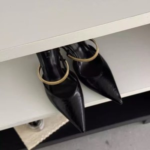 2026 French One Strap <b>Closed</b> <b>Toe</b> Sandals, Metal Buckle Thin <b>Heel</b> Backless Elegant <b>Heels</b> For Women Daily Commute - Product Image 5