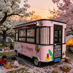 Custom Mobile Food Cart Square Street Restaurant with Full Kitchen Equipment - Product Image 1