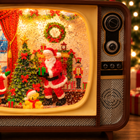 Lampe musicale TV, globe à neige, lanterne à eau, lumière LED, alimentée par piles, cadeaux pour décorations de Noël