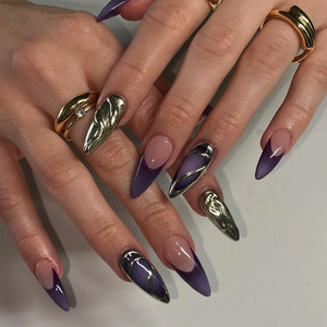 <span class=keywords><strong>Uñas</strong></span> Postizas Acrílicas en Caja <span class=keywords><strong>de</strong></span> 24 Piezas, con Empaque, Cobertura Completa, Estilo Francés, Almendradas, Ballerina, con Brillantina - Product Image 5
