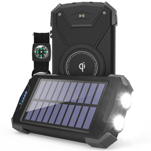 Banco de Energía <span class=keywords><strong>Solar</strong></span> Impermeable de 10000mAh, Portátil, con Doble USB, Carga Rápida de 20W, Batería de Litio-Polímero, Carga Inalámbrica, Micro USB - Product Image 1