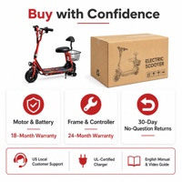 Trottinette électrique directe usine avec siège et panier, 36V 250W 3.0Ah Lithium, Bluetooth, 18-20km/h, éclairage LED, charge utile 80kg