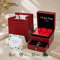 Coffret cadeau de bijoux rouge personnalisé avec tiroir et sac de shopping pour la Saint-Valentin, un mariage, un anniversaire, présentation de cadeaux, emballage