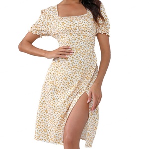 Vestido Casual Midi de Manga Corta con Estampado Floral Fresco, Ecológico, de Alta Calidad, Personalizado al por Mayor OEM/ODM - Product Image 4