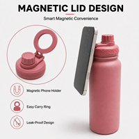 Botella de Agua de Acero Inoxidable de 32oz al por Mayor con Tapa Magnética para Soporte de Teléfono, Boca Ancha y Antiderrames, Ideal para Sets de Regalo Promocionales