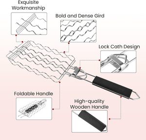 Outil de grillade électrique multifonctionnel en acier inoxydable, panier de cuisson pour saucisses et jambon, pince de cuisson en plastique anti-brûlure pour le camping en plein air - Product Image 2