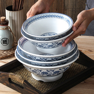 Vajilla de melamina Xiangyuan Meimei, tazones para fideos, tazones creativos de porcelana azul y blanca para fideos y arroz para restaurantes comerciales. - Product Image 2
