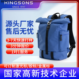 Kingsons Casual <b>Backpack</b> 15 Inches <b>Roll</b> <b>Top</b> Unisex Student Schoolbag Waterproof Wear Resistant - Product Image 5