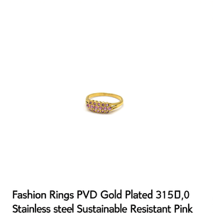 Anillos de Moda Chapados en Oro PVD, Acero Inoxidable 316L, Resistentes y Sostenibles, con Piedras Rosas - Product Image 2