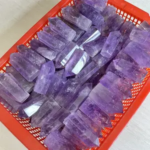 高品质天然紫水晶点塔宝石石英点塔愈合水晶棒方尖碑待售