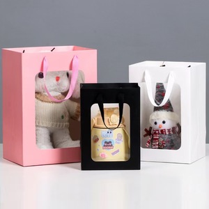 Sacs de courses avec fenêtre, sacs cadeaux en papier brun avec fenêtre transparente, sacs de courses en papier avec fenêtre - Product Image 1
