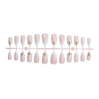EWomen's Spring Fresh Almond Design Ongles artificiels avec strass étincelant Press-On Nail Tips pour doigts