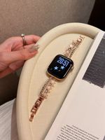 Strap Jam Tangan Logam Upro Charming Luxury Glitter Diamond Star untuk Apple Watch Seri 9 8 7 6 SE 4 5 45/44/42mm, Gelang Tipis Wanita