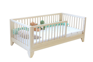 <span class=keywords><strong>Cama</strong></span> <span class=keywords><strong>Montessori</strong></span> de madera natural para niña, <span class=keywords><strong>cama</strong></span> <span class=keywords><strong>doble</strong></span> con barandilla de dosel para niños pequeños, <span class=keywords><strong>cama</strong></span> de suelo tamaño king con tobogán con rieles - Product Image 4