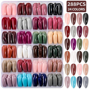 Uñas Postizas de ABS de Buena Calidad al por Mayor, Diseño Almendrado/Cuadrado, Color Sólido, Cobertura Completa, Caja de Empaque, Mediano/Largo - Product Image 1