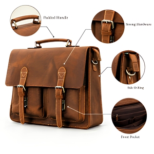 Luxury Genuine Leather Messenger Satchel Crossbody <b>Laptop</b> Shoulder <b>Bag</b> Handmade Unisex Office Work Travel Business Everyday Gift - Product Image 3