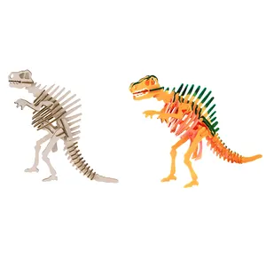 47礼品盒动物绘画3D木制拼图儿童恐龙拼图
