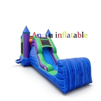 Château Gonflable Commercial Vert et Violet avec Toboggan, Combo de Bouncy House pour Enfants, Idéal pour Fêtes et Événements en Extérieur, Location