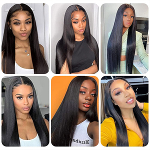 Pelucas de Cabello Humano Liso Ondulado Baratas, Pelucas Frontales de Encaje de Cabello Humano, Pelucas Frontales de Encaje HD Sin Pegamento de Cabello Brasileño Virgen para Mujeres Negras - Product Image 6