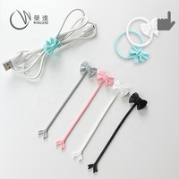 Articles de support pour écouteurs réutilisables, attaches de câble USB, sangles avec nœud papillon, en Silicone, 50 pièces