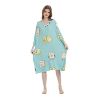 Cozy Custom gaun tidur wanita, baju tidur rajut lembut lengan pendek model Modal ukuran besar keren dengan saku