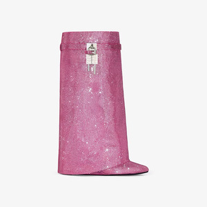 Luxury Shark <strong>Boots</strong> <strong>Locking</strong> Rhinestone Silver Botas Para Mujer Women Shark <strong>Boots</strong> - Product Image 6