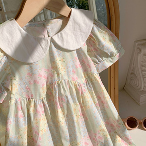 Robe d'été à col <span class=keywords><strong>Peter</strong></span> <span class=keywords><strong>Pan</strong></span> pour petites filles, motif floral, manches bouffantes, pour les tout-petits - Product Image 4
