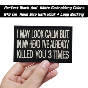 Broderie JE PEUX REGARDER CALME MAIS... Classique Noir Blanc Épaule Sac À Dos À Coudre Lettre Patch PLAN B Lettre Patch pour Sac Chapeau Coudre - Product Image 5