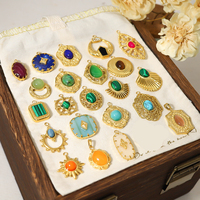 Accessoires semi-finis en acier inoxydable plaqué or 18 carats, pendentif en pierre naturelle verte, collier, pendentifs de mode, breloques