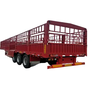 High Quality 3 Axle 60 Ton Truck For Transporting Vegetable And Livestock Barn Stake Semi Trailer