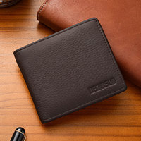 Portefeuille homme en cuir véritable, court, à plusieurs emplacements pour cartes, poche à monnaie, fenêtre pour carte d'identité, portefeuille en cuir pour homme pour un usage quotidien professionnel