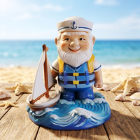 Sculpture de gnome marin en céramique personnalisée peinte à la main, décoration de jardin, figurine de capitaine, écologique, certifiée LFGB