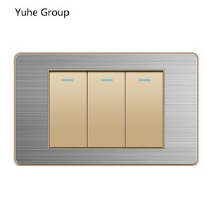 Interruptor de pared universal con acabado cepillado de aluminio, adecuado para interruptores de pared eléctricos estándar de hoteles familiares. - Product Image 3