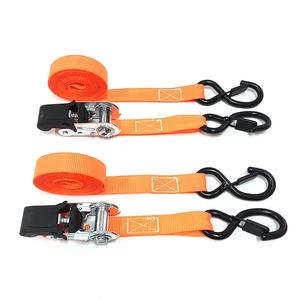 Sangles d'arrimage à cliquet en polyester robuste de 1 "avec contrôle de la cargaison à crochet en S à ressort en PVC - Product Image 3