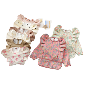 Babero de bebé de manga larga de nuevo diseño para niños, ropa impermeable de Material PU con cierre de botón a presión, patrón impreso - Product Image 3